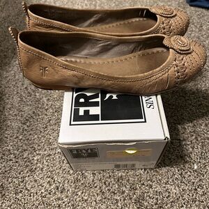 Frye Brown Leather Loafers with Braided Design